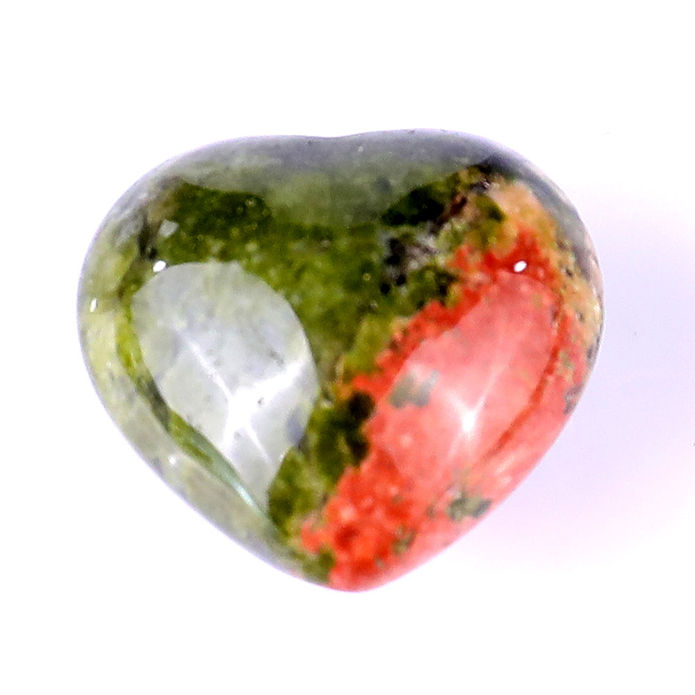 0.8" Pink and Green Unakite Hand Carved Crystal Heart crysvibe