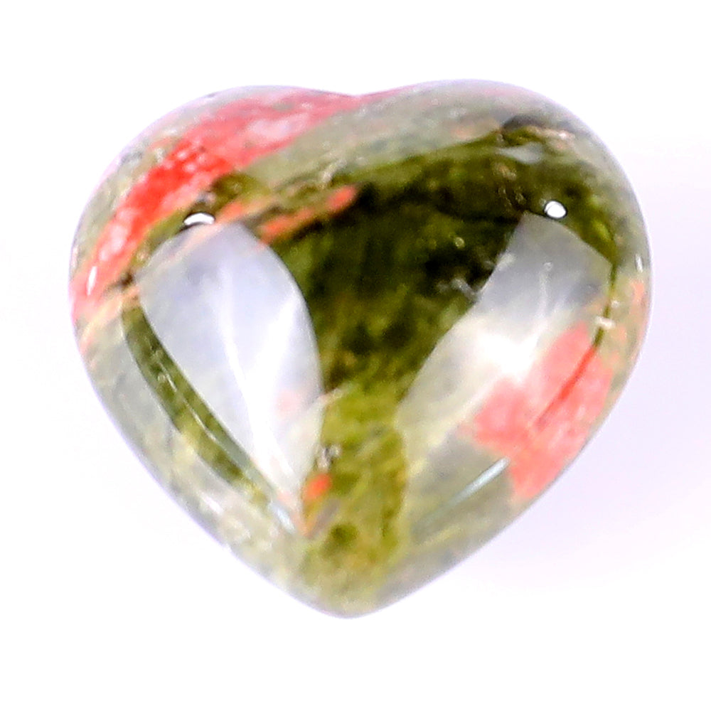 0.8" Pink and Green Unakite Hand Carved Crystal Heart crysvibe