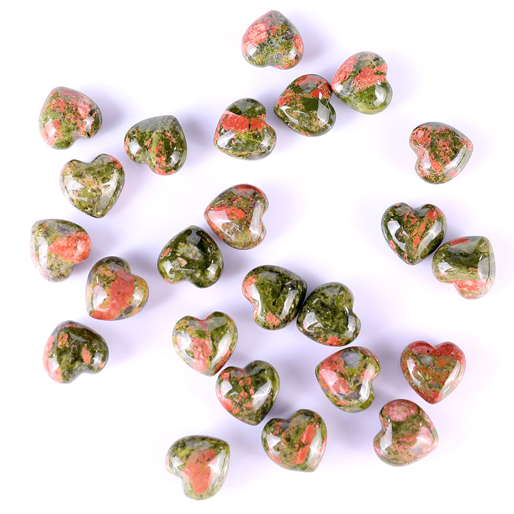 0.8" Pink and Green Unakite Hand Carved Crystal Heart crysvibe