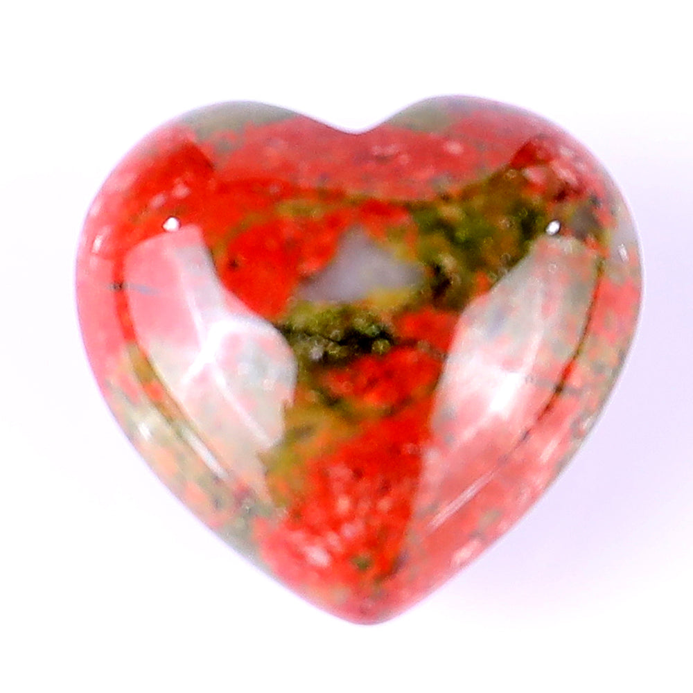 0.8" Pink and Green Unakite Hand Carved Crystal Heart crysvibe