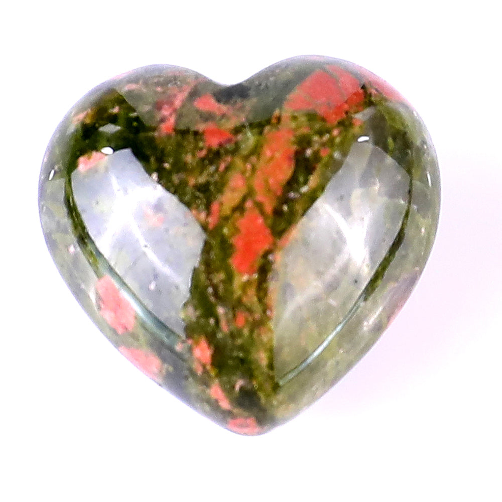 0.8" Pink and Green Unakite Hand Carved Crystal Heart crysvibe