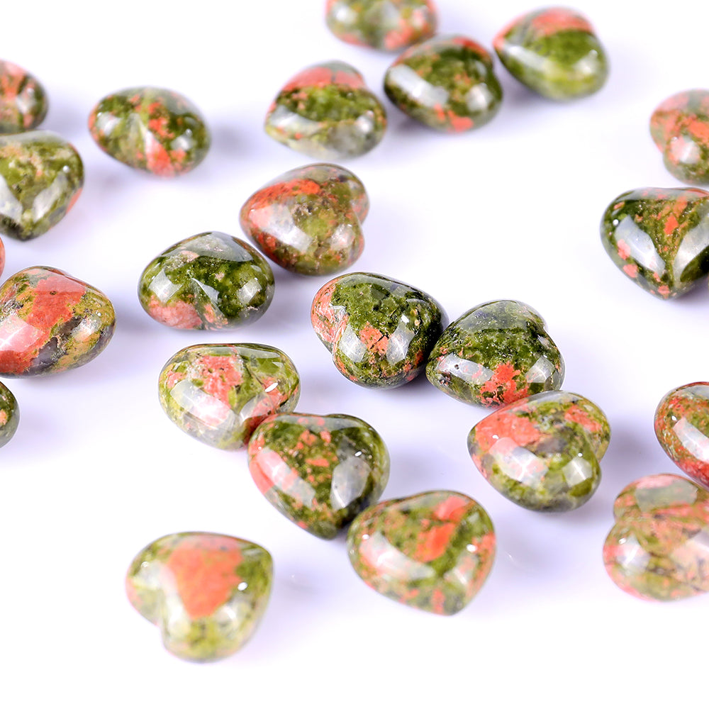 0.8" Pink and Green Unakite Hand Carved Crystal Heart crysvibe