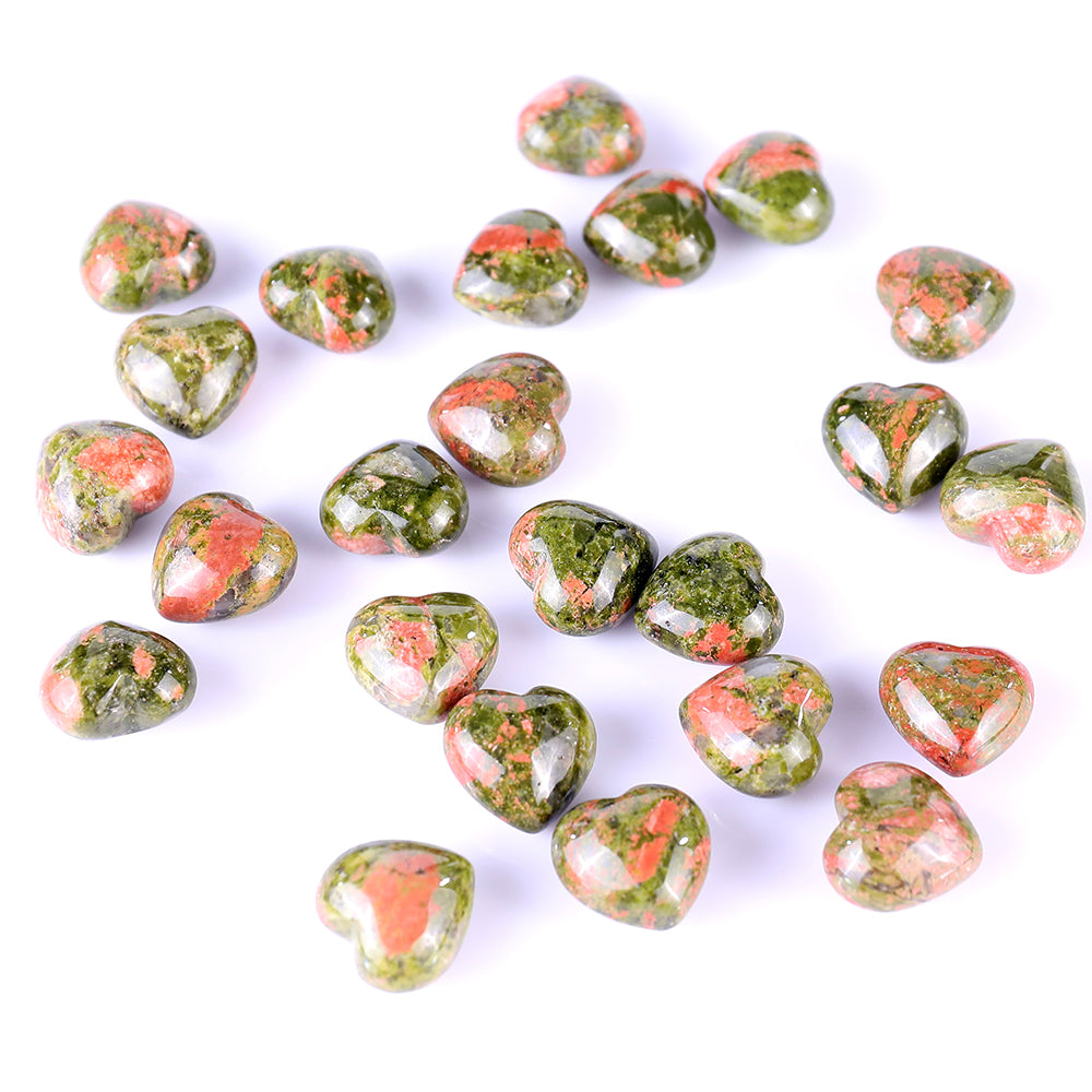 0.8" Pink and Green Unakite Hand Carved Crystal Heart crysvibe