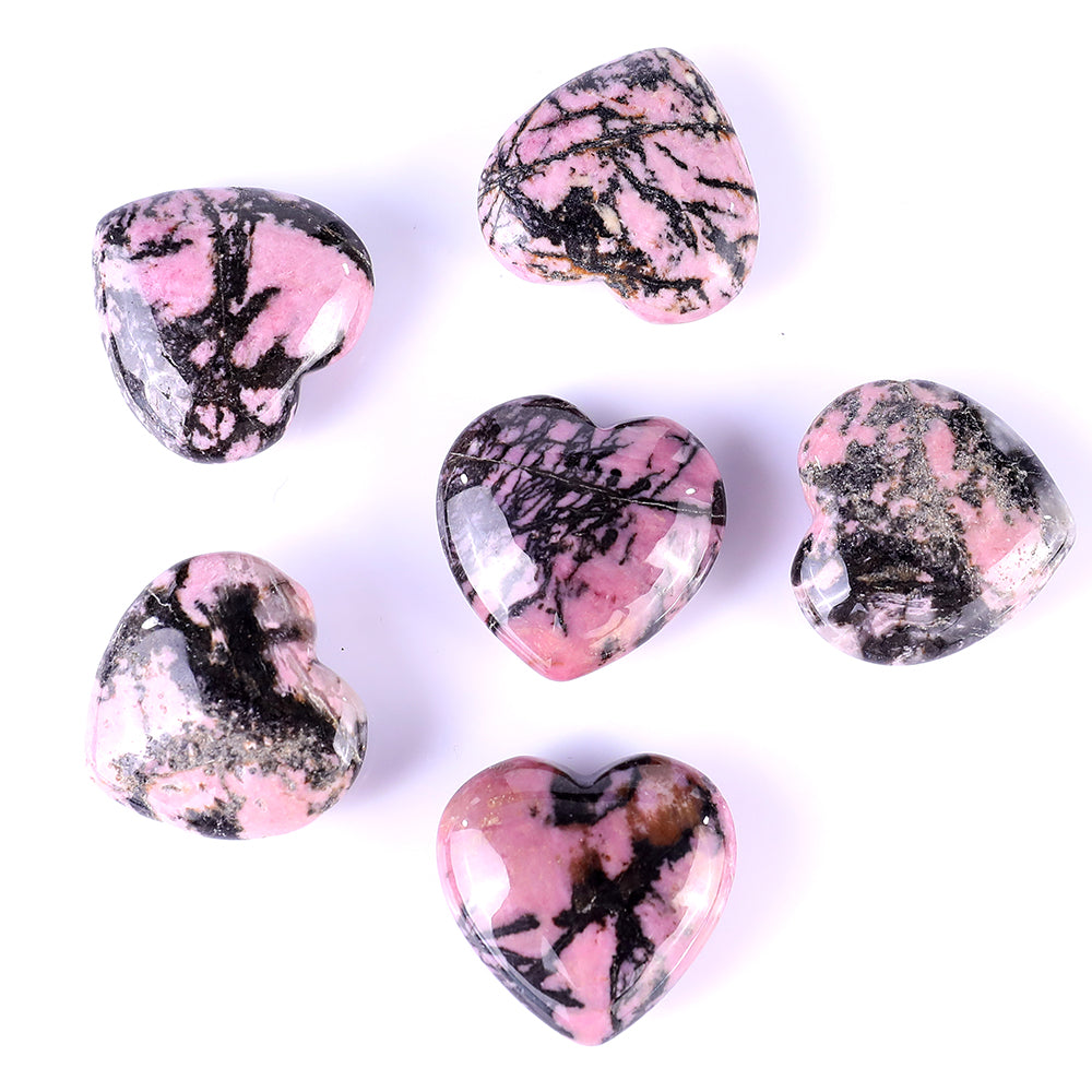 1.2" Rhodonite Hand Carved Crystal Heart crysvibe