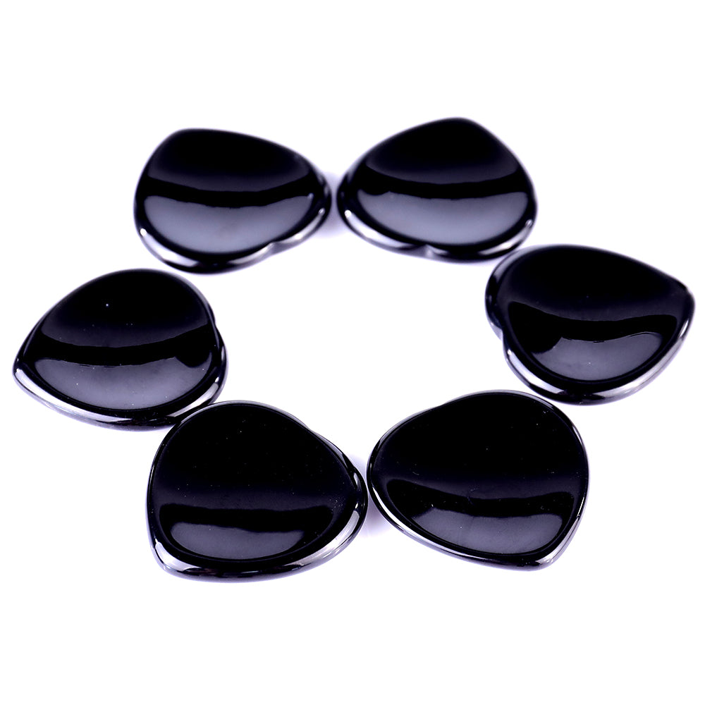 1.5" Black Obsidian Hand Carved Crystal Worry Stone,Massage Tool crysvibe