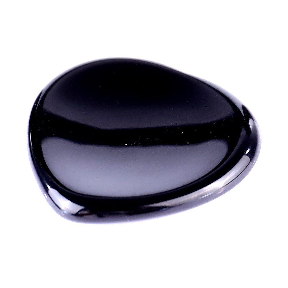 1.5" Black Obsidian Hand Carved Crystal Worry Stone,Massage Tool crysvibe