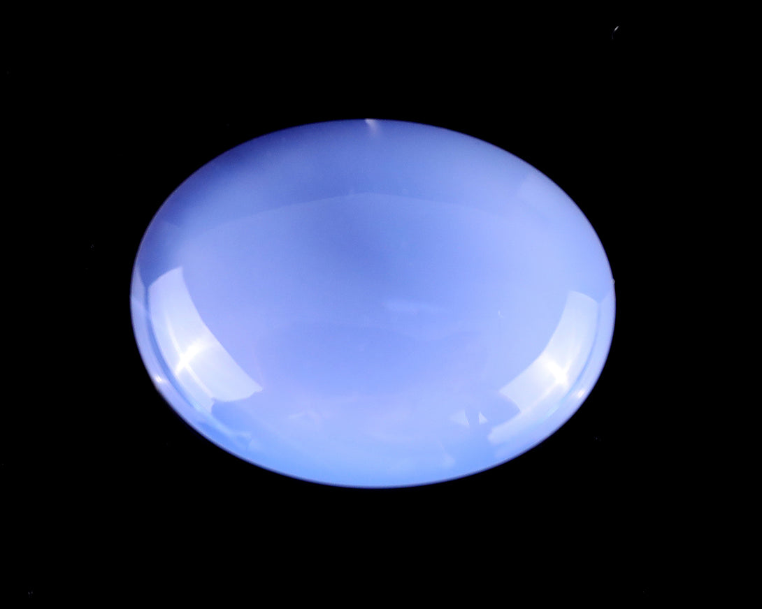 1.6" Blue Chalcedony Hand Carved Crystal Worry Stone crysvibe