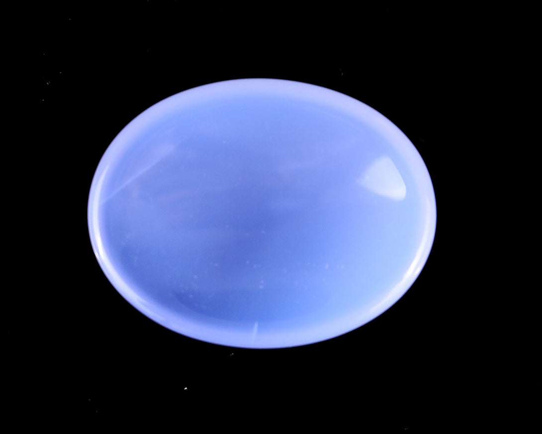 1.6" Blue Chalcedony Hand Carved Crystal Worry Stone crysvibe