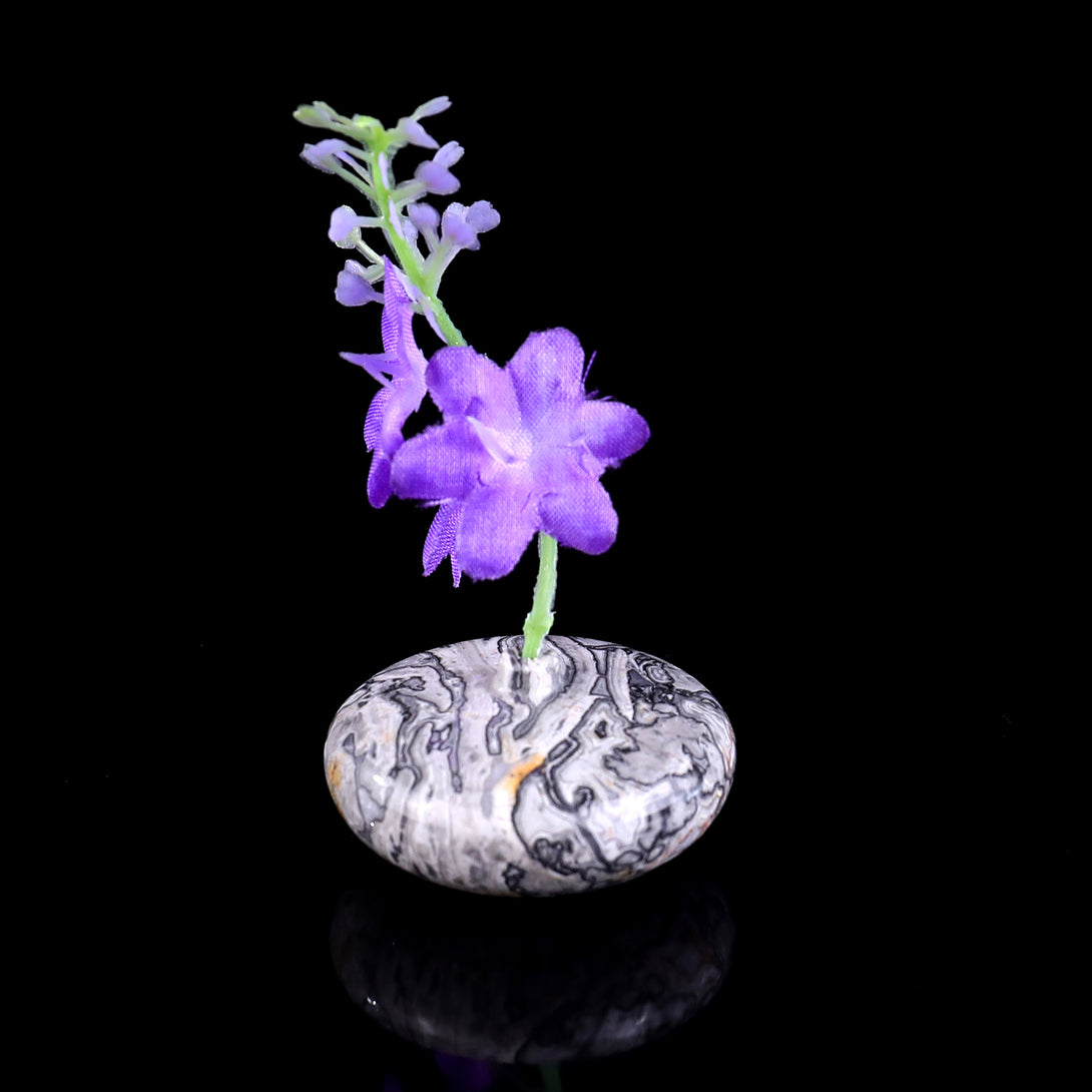 1.7" Natural Gemstone Hand Carved Crystal Vase,Incense Holder Sculpture crysvibe