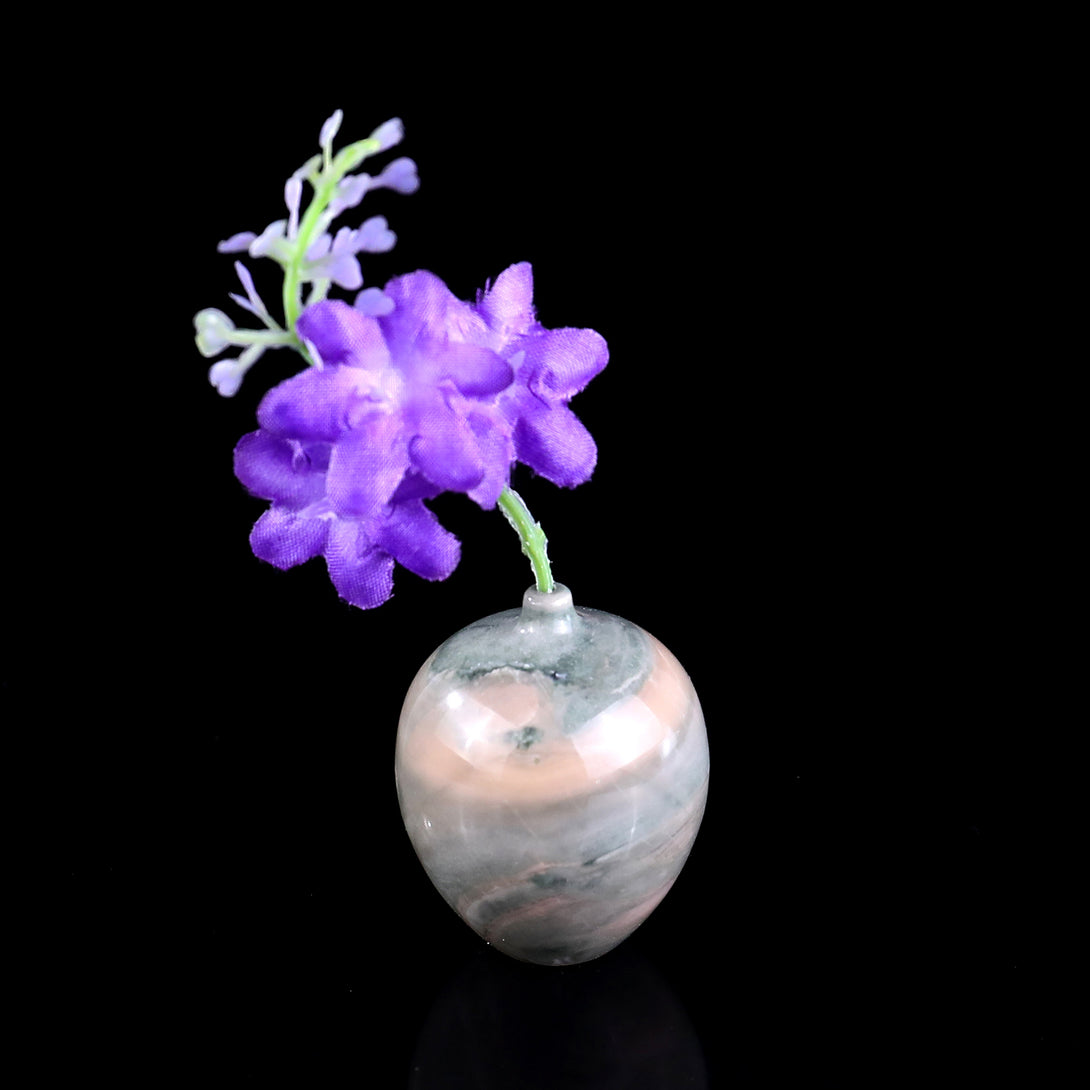 1.7" Natural Gemstone Hand Carved Crystal Vase,Incense Holder Sculpture crysvibe