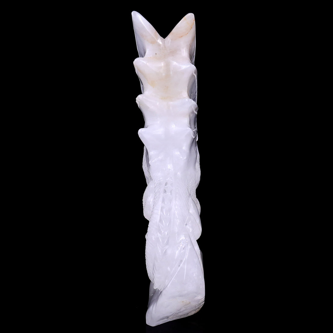 10.0" Angolan Quartz Hand Carved Crystal Dragon Sculpture crysvibe