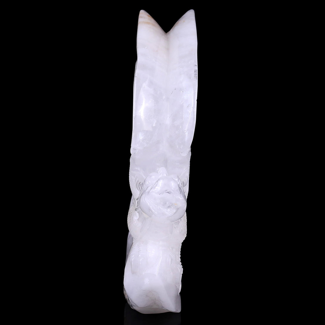 10.0" Angolan Quartz Hand Carved Crystal Dragon Sculpture crysvibe