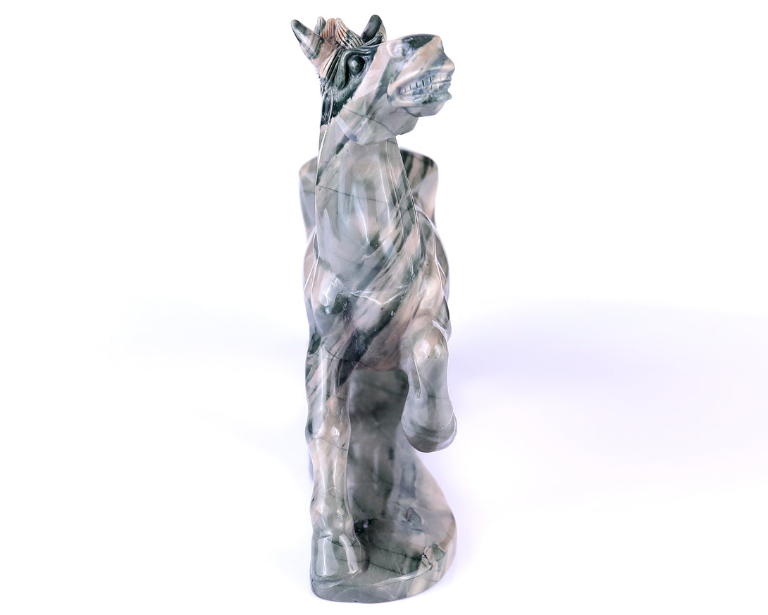 10.2" Jiulong Jade Hand Carved Crystal Horse Sculpture crysvibe