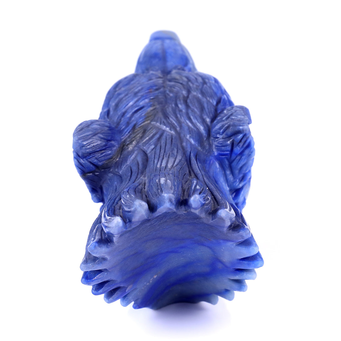 10.4" Blue Aventurine Hand Carved Crystal Wolf Head Sculpture crysvibe