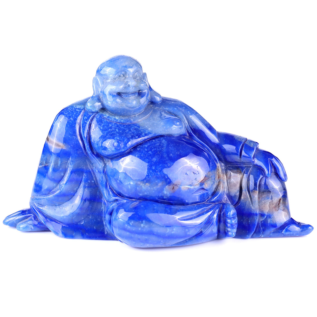 10" Blue Aventurine Hand Carved Crystal Buddha Sculpture crysvibe