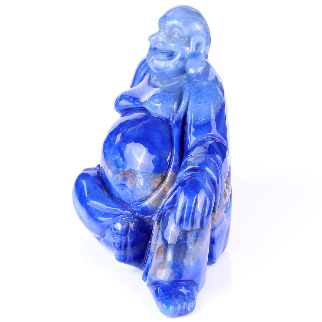 10" Blue Aventurine Hand Carved Crystal Buddha Sculpture crysvibe