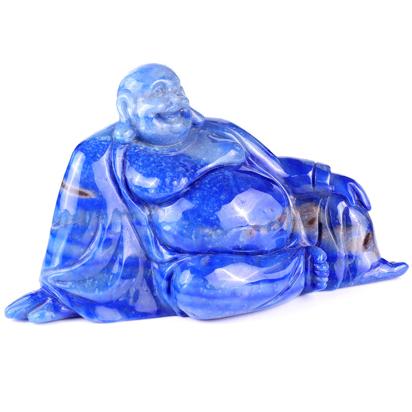 10" Blue Aventurine Hand Carved Crystal Buddha Sculpture crysvibe