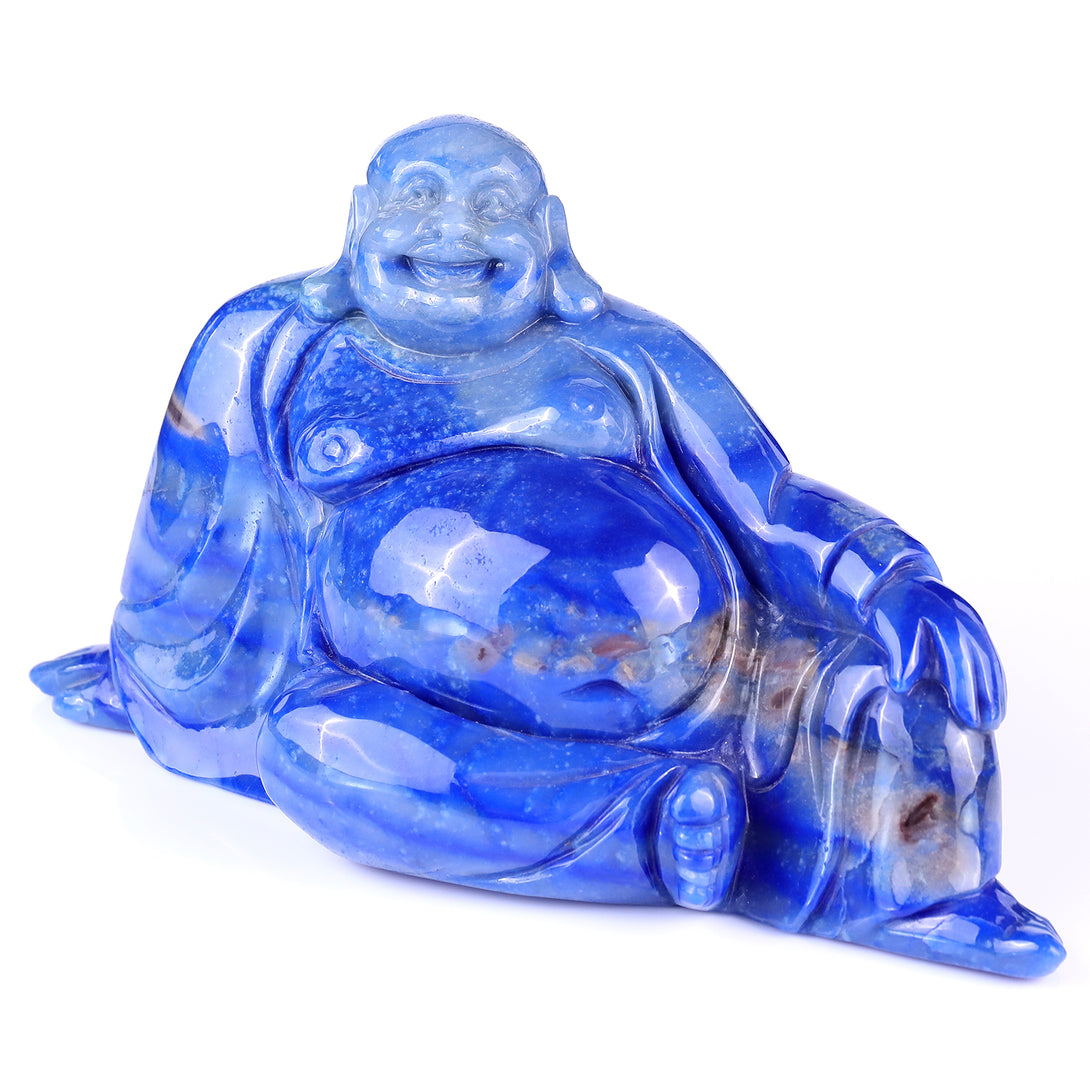 10" Blue Aventurine Hand Carved Crystal Buddha Sculpture crysvibe