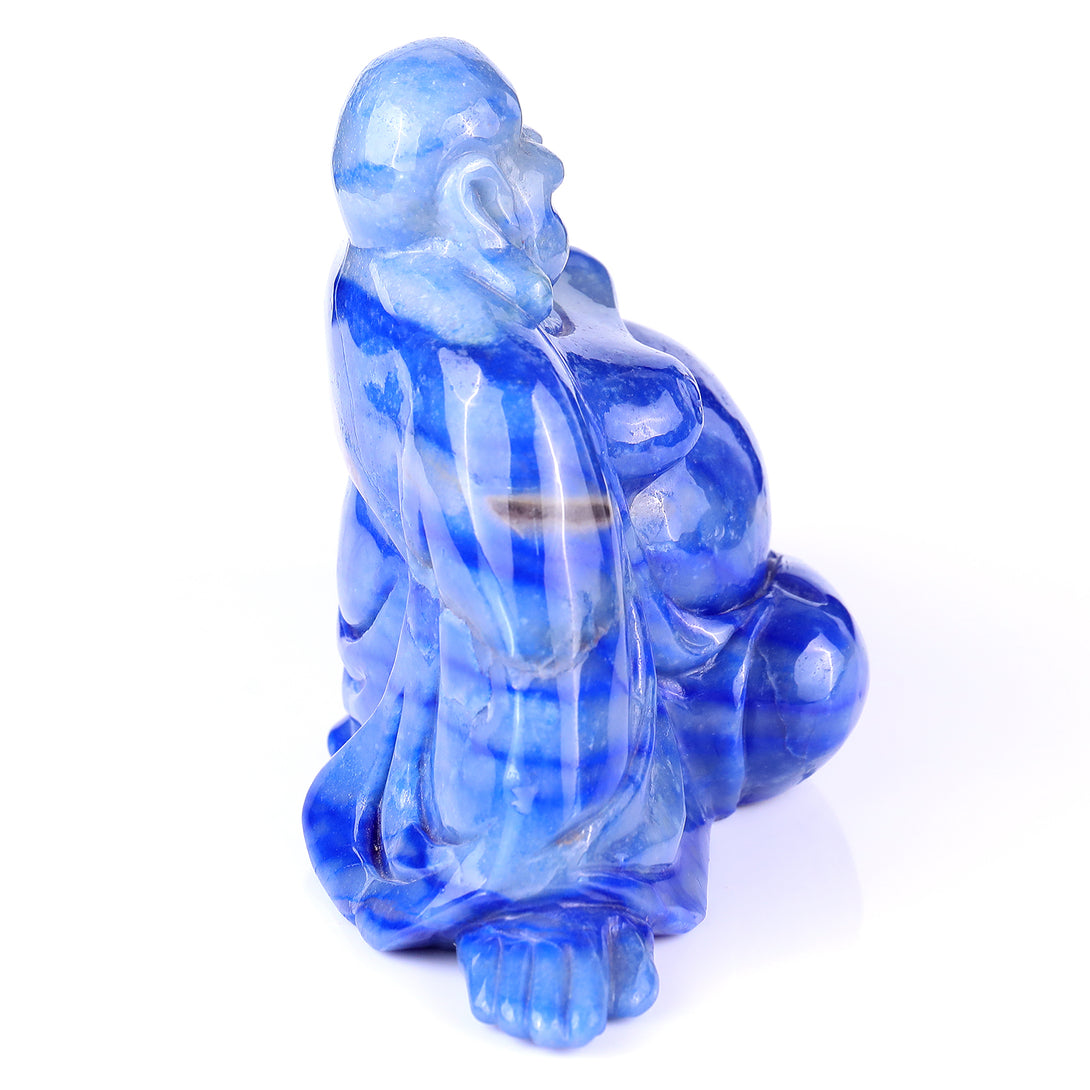 10" Blue Aventurine Hand Carved Crystal Buddha Sculpture crysvibe