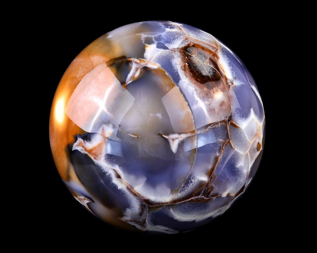 105mm Blue Chalcedony Hand Carved Crystal Sphere crysvibe