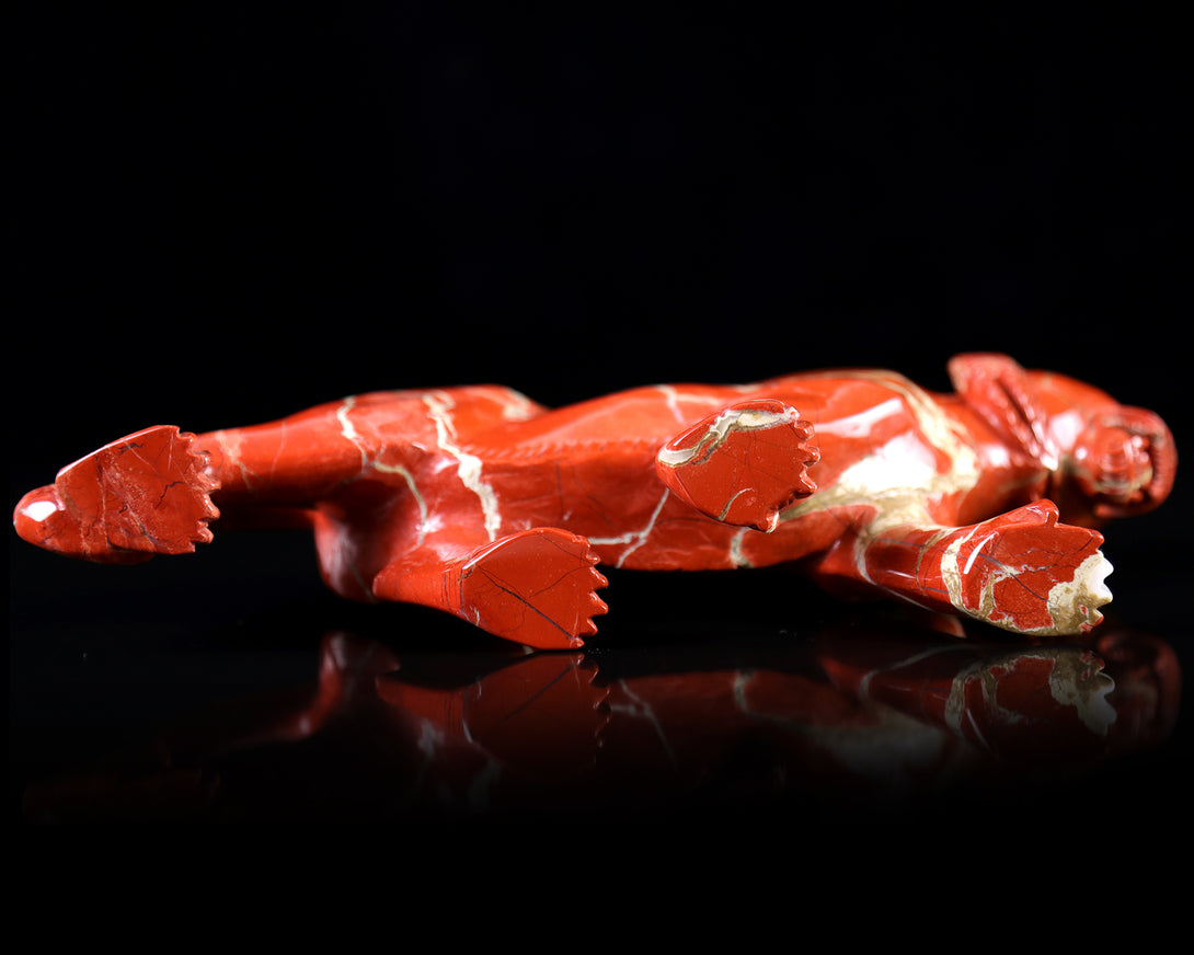 11.0" Red Jasper Hand Carved Crystal Tiger Sculpture crysvibe