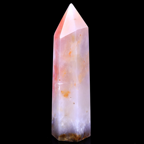 Natural Chalcedony Hand Carved Crystal Point, Healing Tower