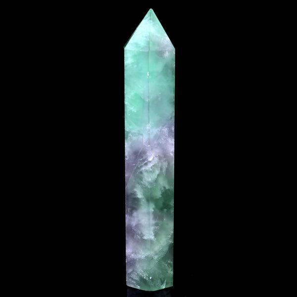 Natural Fluorite Hand Carved Crystal Point, Healing Tower