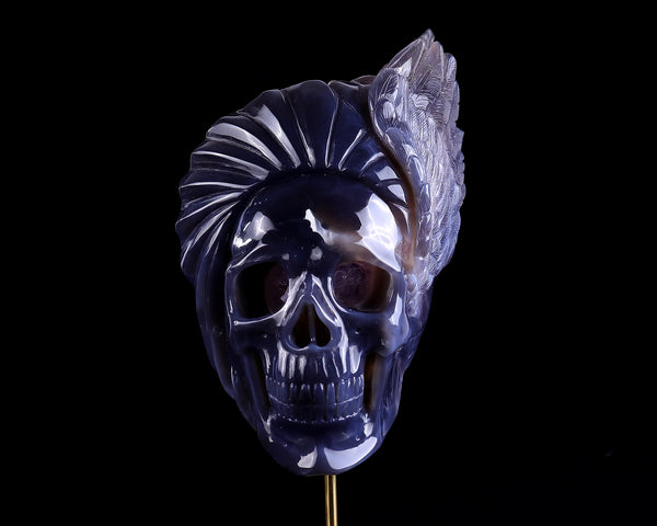 Unique 11.0" Amethyst Geode Agate Hand Carved Crystal Skull Sculpture