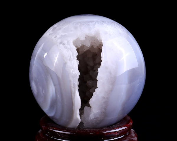 75mm Geode Agate Hand Carved Crystal Sphere Sculpture