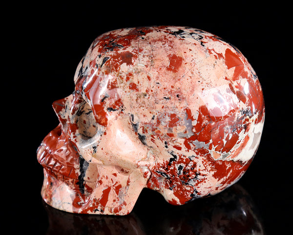 3.0" Natural Red Jasper Hand Carved Crystal Realistic Skull Sculpture