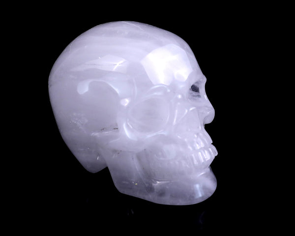 Natural Angolan Quartz Hand Carved Crystal Realistic Skull Sculpture