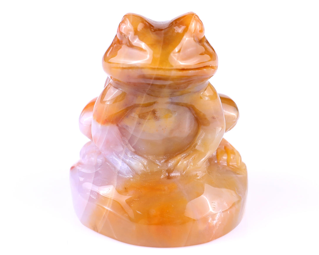 2.0" Chalcedony Hand Carved Crystal Frog Sculpture crysvibe