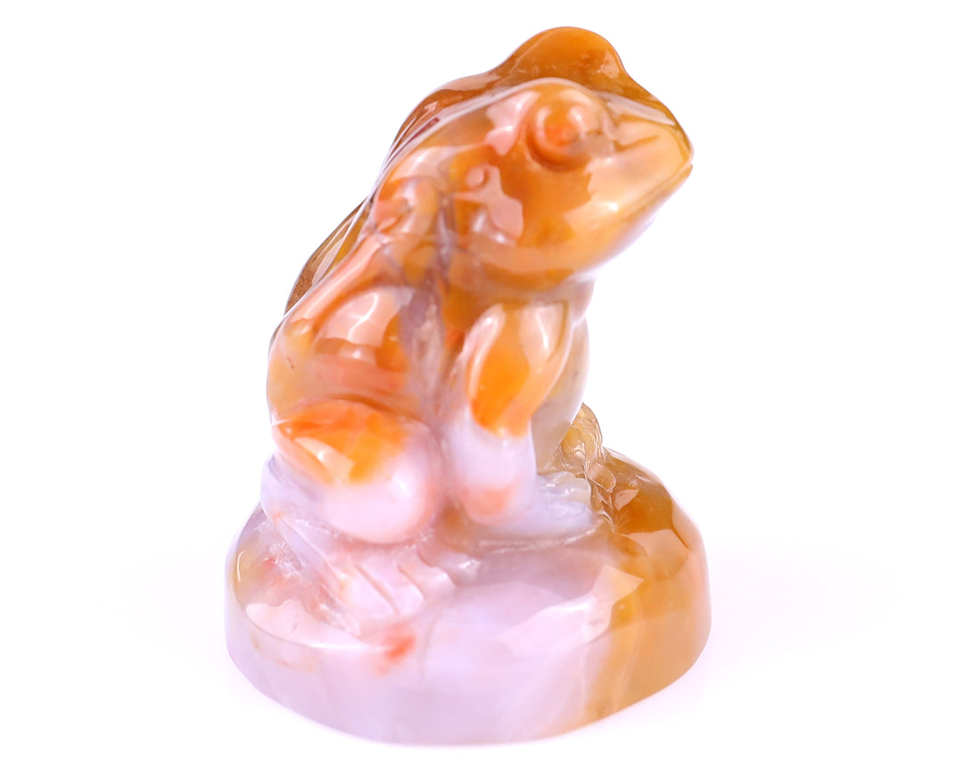 2.0" Chalcedony Hand Carved Crystal Frog Sculpture crysvibe