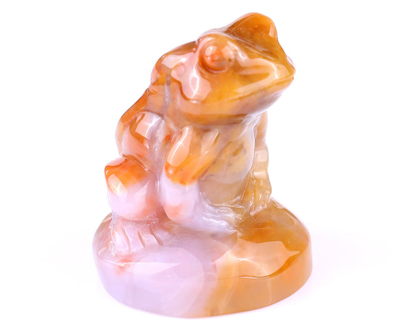 2.0" Chalcedony Hand Carved Crystal Frog Sculpture crysvibe