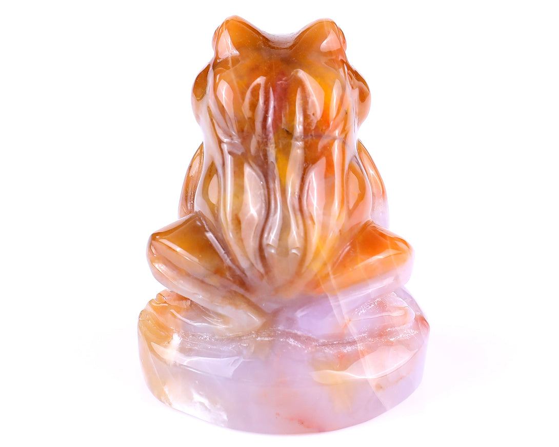 2.0" Chalcedony Hand Carved Crystal Frog Sculpture crysvibe