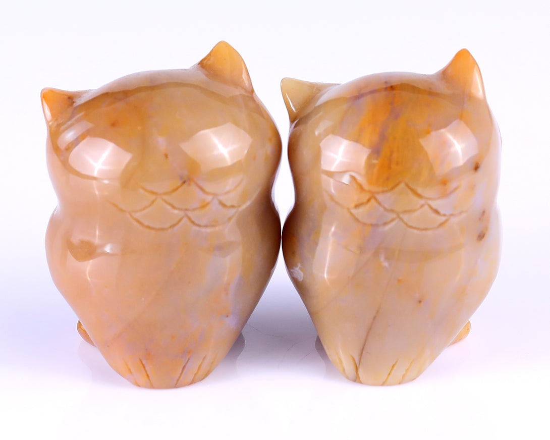 2.0" Chalcedony Hand Carved Crystal Owl Sculpture crysvibe