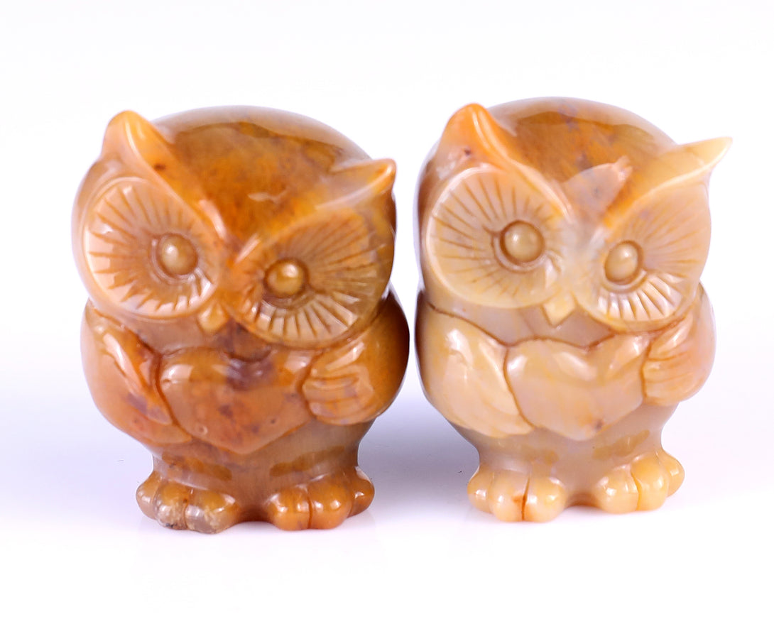 2.0" Chalcedony Hand Carved Crystal Owl Sculpture crysvibe