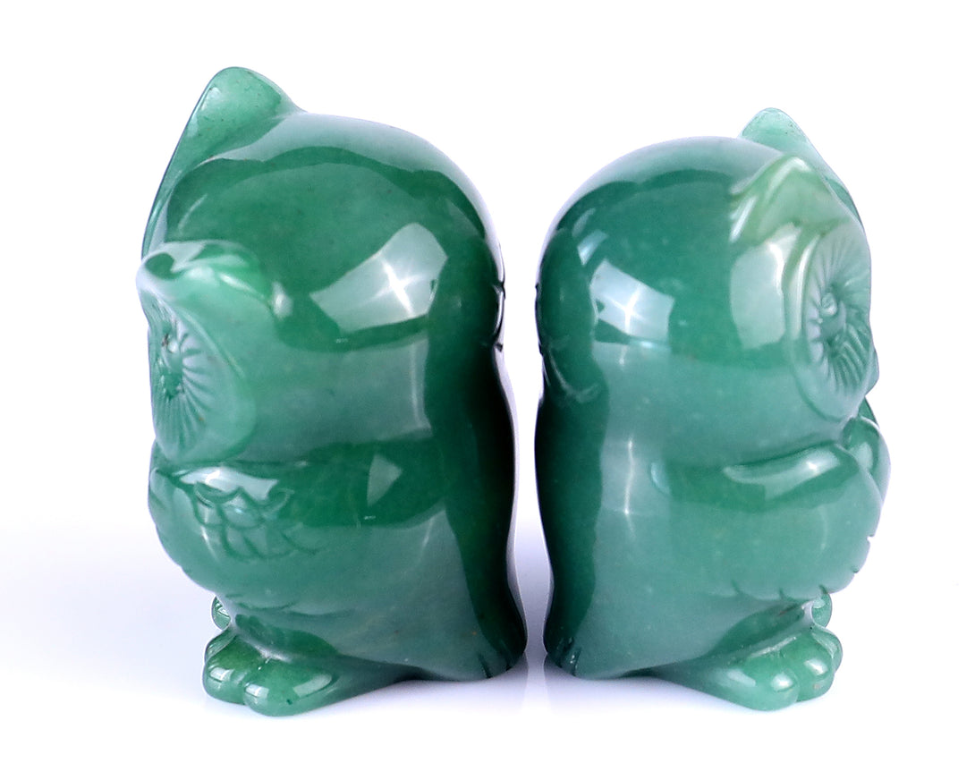 2.0" Green Aventurine Hand Carved Crystal Owl Sculpture crysvibe