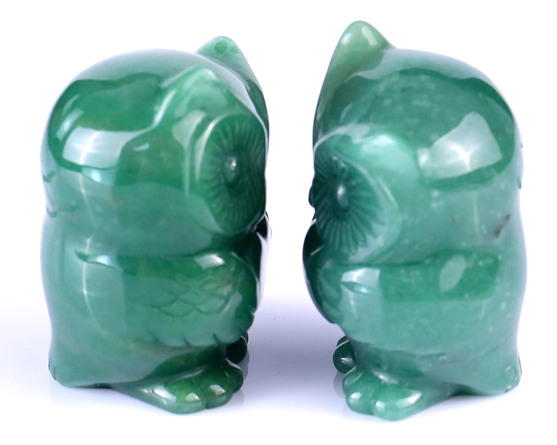 2.0" Green Aventurine Hand Carved Crystal Owl Sculpture crysvibe