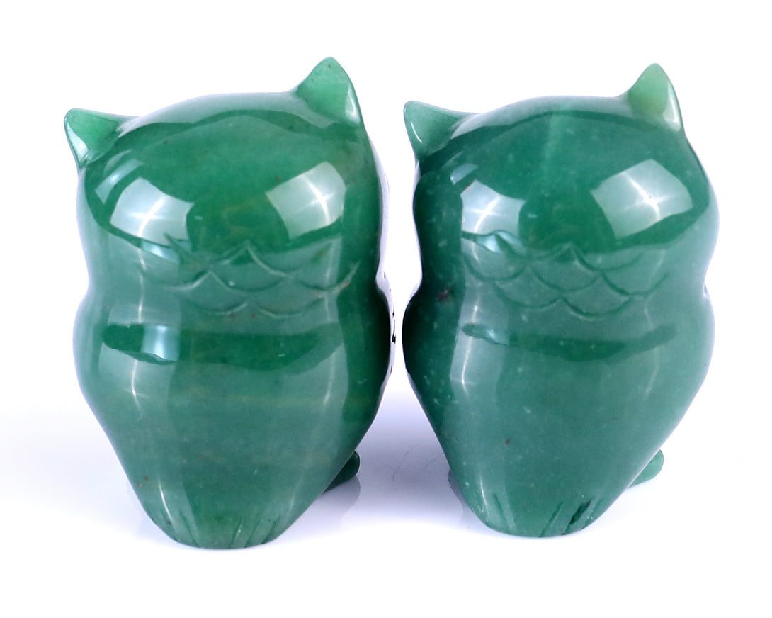 2.0" Green Aventurine Hand Carved Crystal Owl Sculpture crysvibe