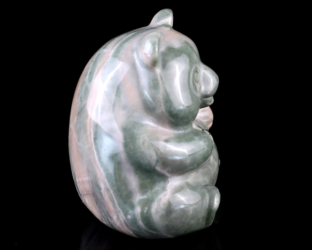 2.0" Jiulong Jade Hand Carved Crystal Panda Sculpture crysvibe