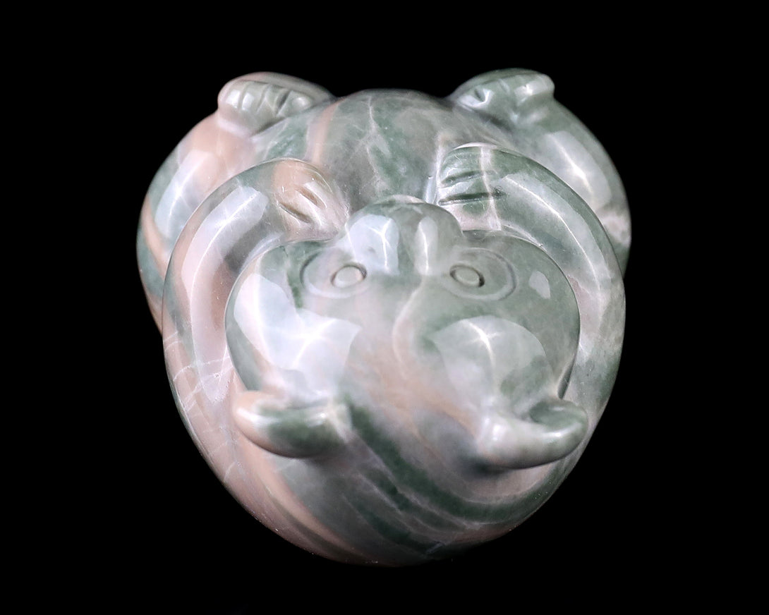 2.0" Jiulong Jade Hand Carved Crystal Panda Sculpture crysvibe