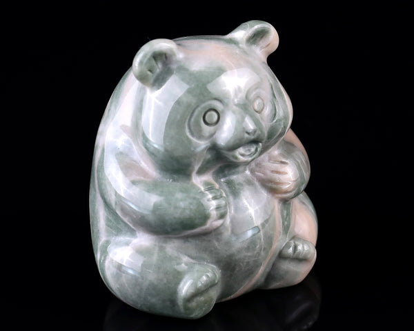 2.0" Jiulong Jade Hand Carved Crystal Panda Sculpture crysvibe