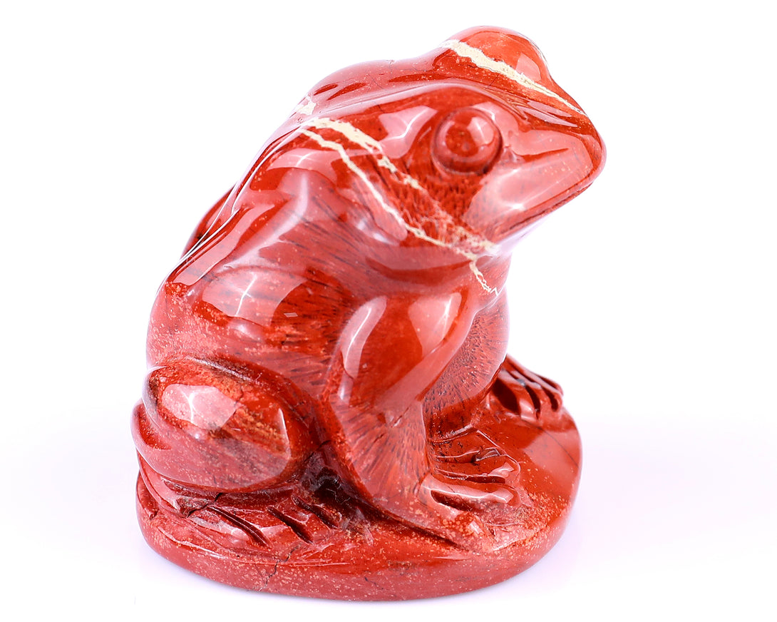 2.0" Red Jasper Hand Carved Crystal Frog Sculpture crysvibe