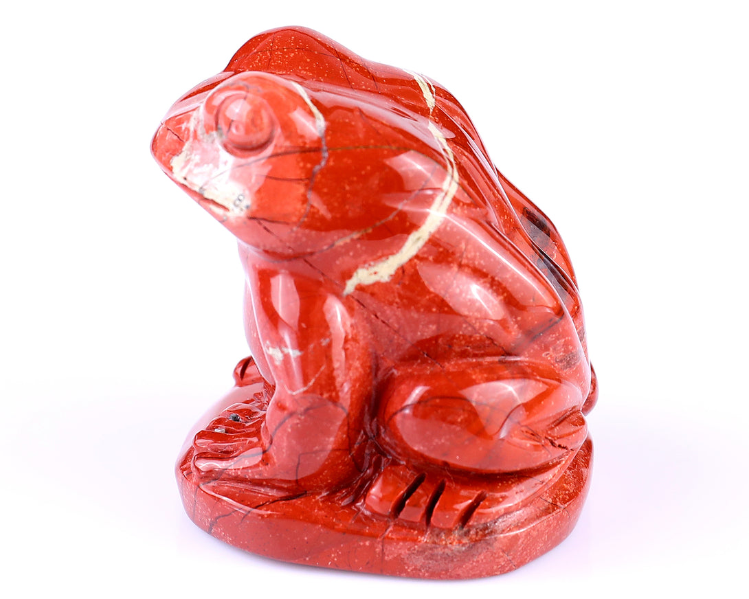 2.0" Red Jasper Hand Carved Crystal Frog Sculpture crysvibe