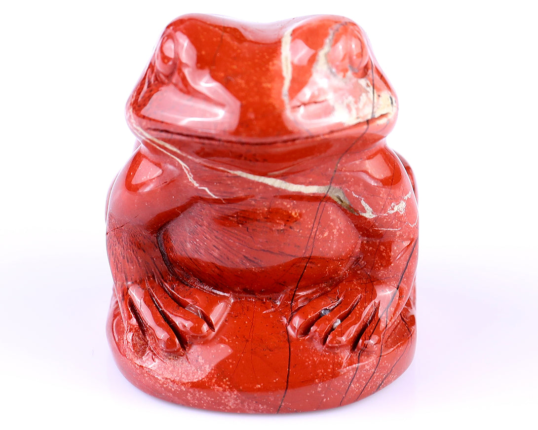 2.0" Red Jasper Hand Carved Crystal Frog Sculpture crysvibe