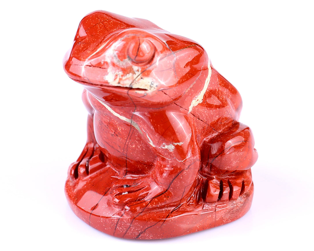 2.0" Red Jasper Hand Carved Crystal Frog Sculpture crysvibe