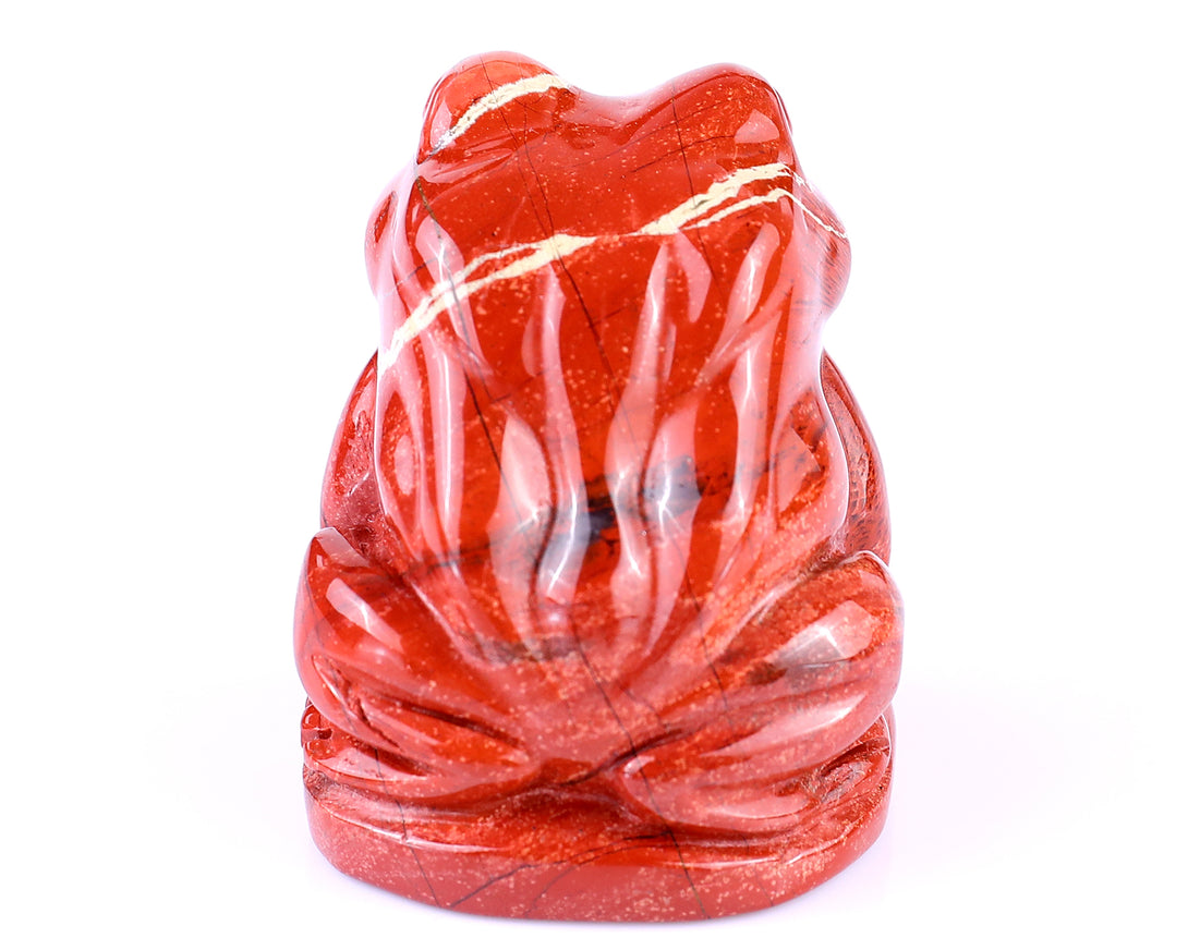 2.0" Red Jasper Hand Carved Crystal Frog Sculpture crysvibe