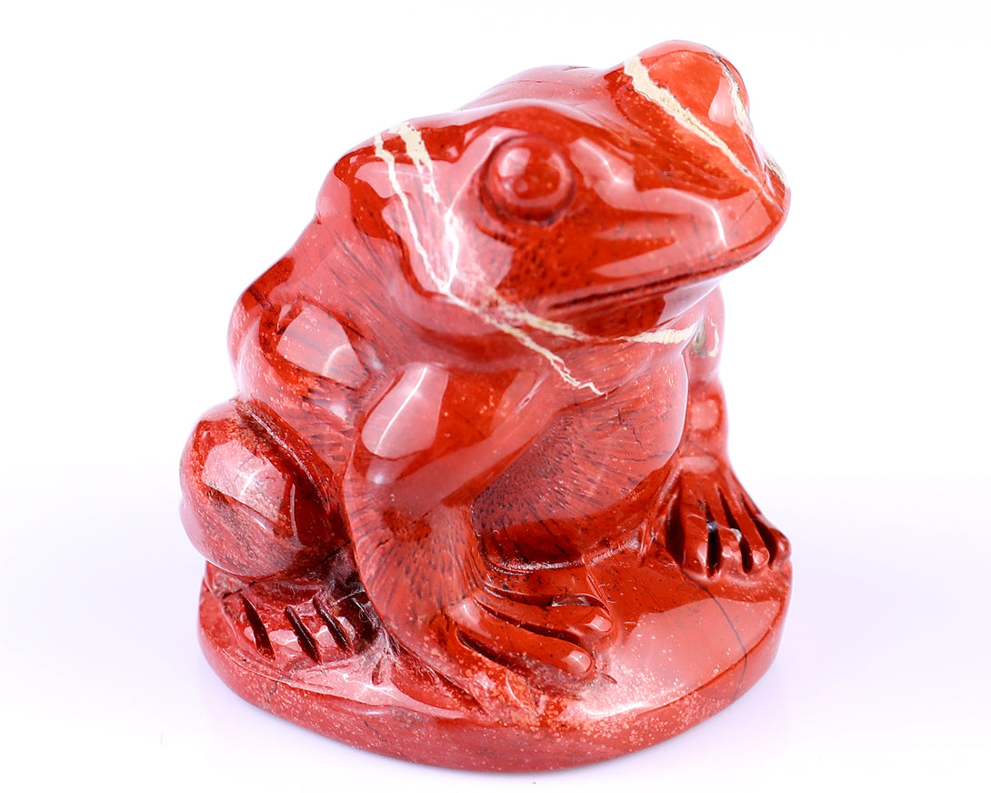 2.0" Red Jasper Hand Carved Crystal Frog Sculpture crysvibe