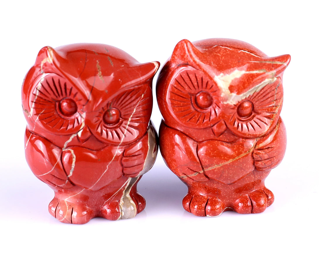 2.0" Red Jasper Hand Carved Crystal Owl Sculpture crysvibe